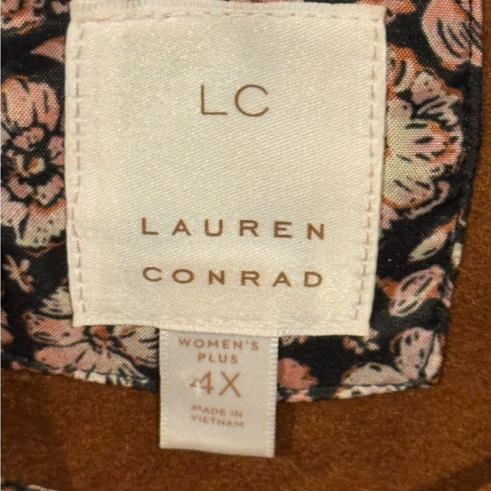 NWT Lauren Conrad Women’s Plus 4X Faux Suede Tan Motorcycle Jacket - Picture 6 of 10
